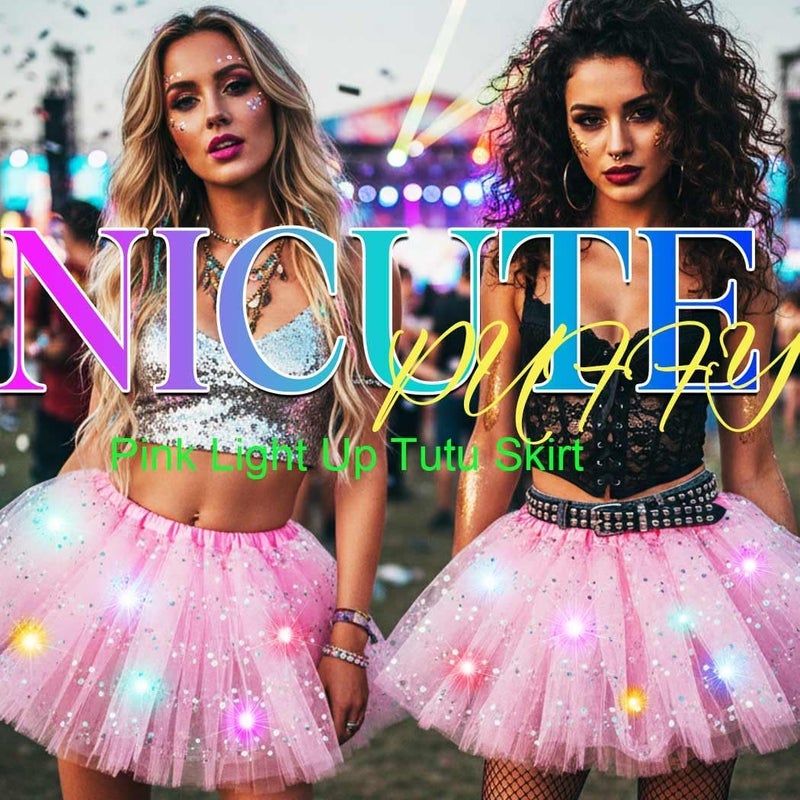 Nicute Light Up Tutu Led Layered Tulle Tutus Skirt for Women - Image 4